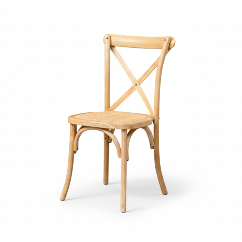 natural color solid wood cross x back chair wooden stackable real rattan wedding dining chairs
